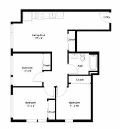 3 beds, 1 bath, 857 sqft, $2,056