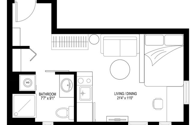 Studio, 1 bath, 310 sqft, $1,395, Unit 405