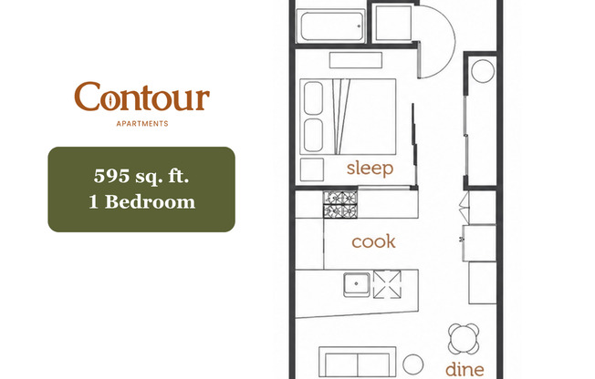 1 bed, 1 bath, 595 sqft, $1,850, Unit 116