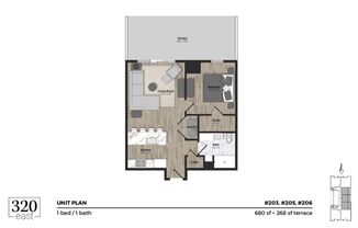1 bed, 1 bath, 680 sqft, $1,490, Unit 203