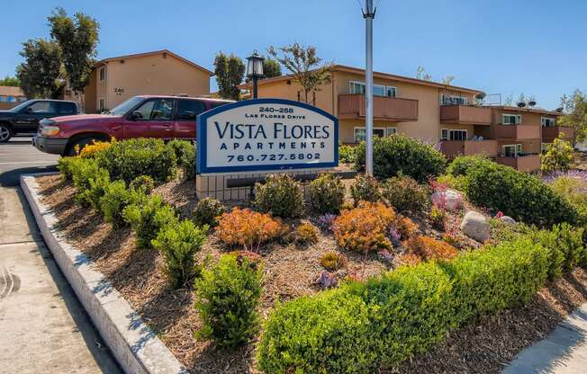 Vista Flores Apartments Monument Sign in San Marcos, California