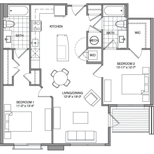 2 beds, 2 baths, 1,029 sqft, $3,020, Unit 217