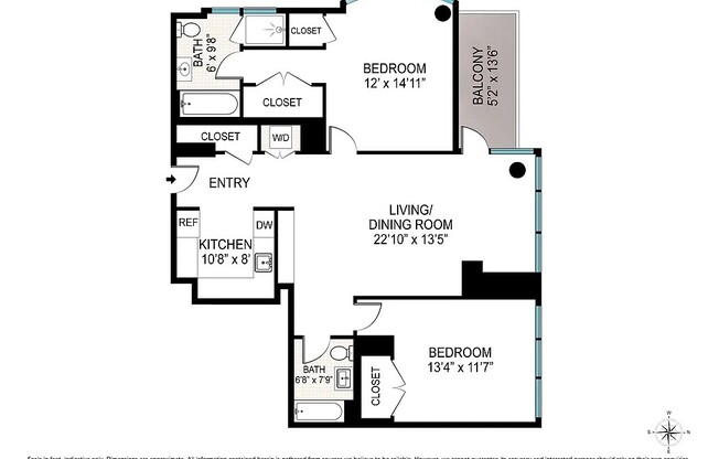 2 beds, 2 baths, 1,127 sqft, $9,500, Unit 17A