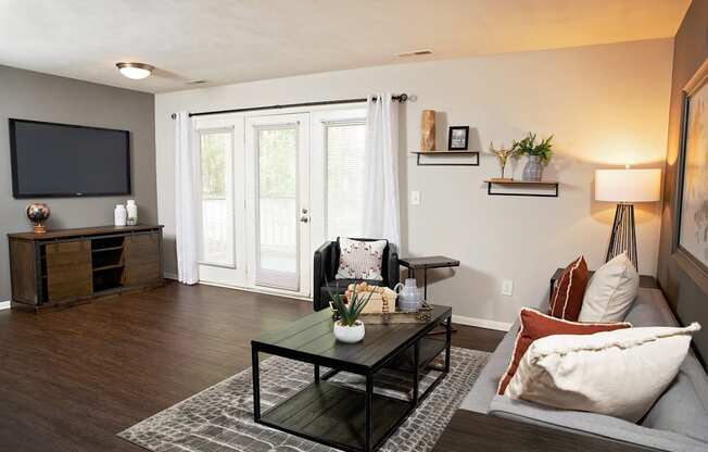 living room with hardwood-style flooring