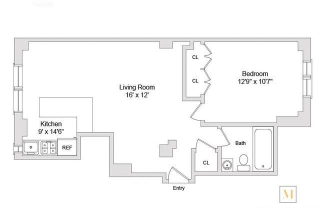 1 bed, 1 bath, $3,700, Unit 3-A