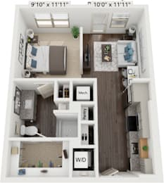 Studio, 1 bath, 557 sqft, $1,320