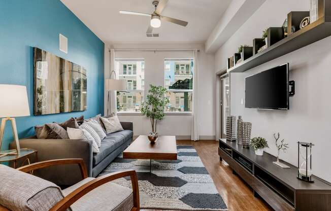 City House Apartments Model Living Room and Window