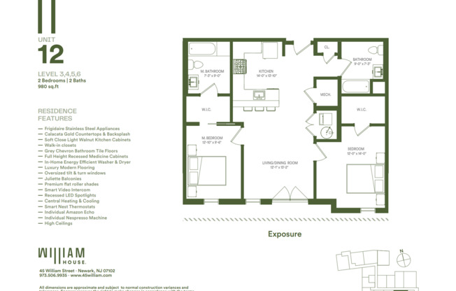 2 beds, 2 baths, 980 sqft, $2,850, Unit 302