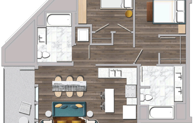 2 beds, 2 baths, 1,039 sqft, $3,302, Unit 437