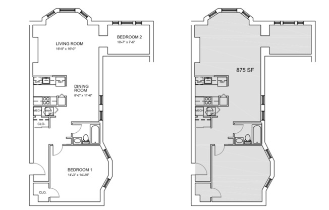 2 beds, 1 bath, 873 sqft, $2,294, Unit B-206