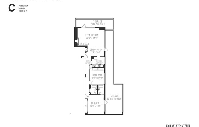 2 beds, 2 baths, $11,916, Unit 20C