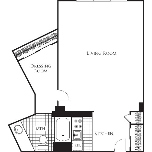 Studio, 1 bath, 456 sqft, $1,740, Unit 020
