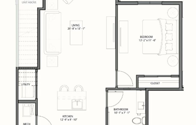 1 bed, 1 bath, 760 sqft, $1,550, Unit 2E104