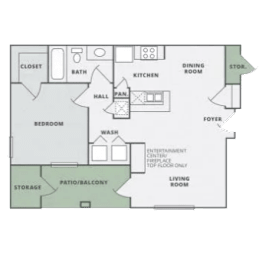 1 bed, 1 bath, 704 sqft, $1,355