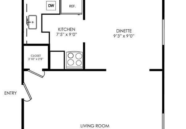 1 bed, 1 bath, 600 sqft, $1,300, Unit 4