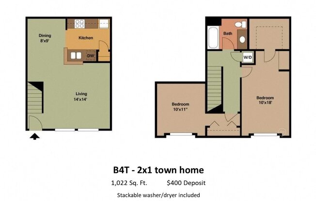 2 beds, 1 bath, 1,022 sqft, $1,589