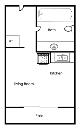 Studio, 1 bath, 275 sqft, $900