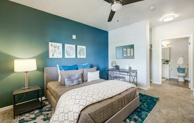 The Fletcher Model Apartment Bedroom at The Fletcher Southlands, Aurora, CO, 80015