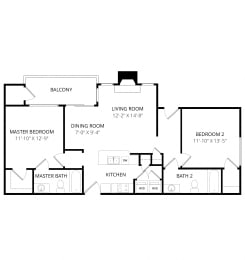 2 beds, 2 baths, 1,008 sqft, $1,245