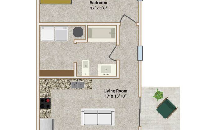 1 bed, 1 bath, 550 sqft, $1,105, Unit Stadium Flats-1206