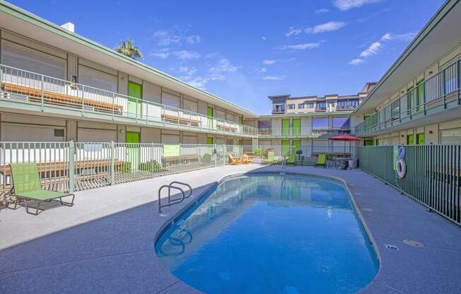 Pool and pool patio at The Continental Apartments in Phoenix AZ Nov 2020