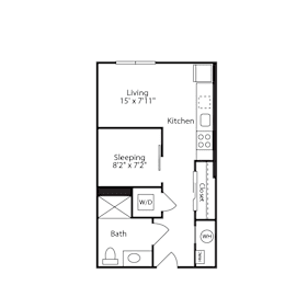 Studio, 1 bath, 434 sqft, $2,783