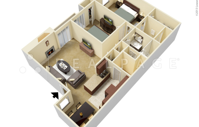 2 beds, 2 baths, 940 sqft, $962