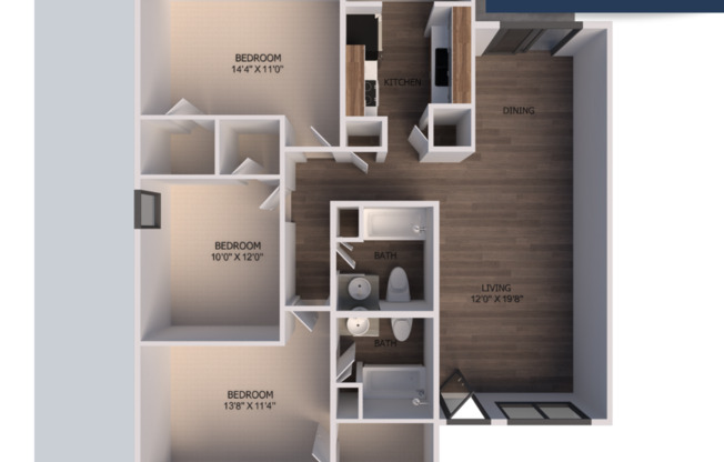 3 beds, 2 baths, 1,265 sqft, $1,250
