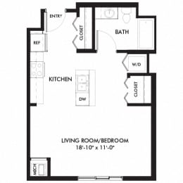 Studio, 1 bath, 521 sqft, $1,460