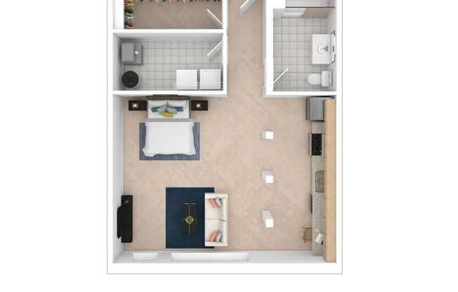 Studio, 1 bath, 644 sqft, $1,329