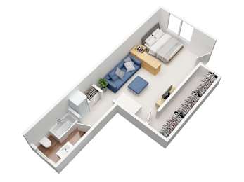 Studio, 1 bath, 350 sqft, $1,530