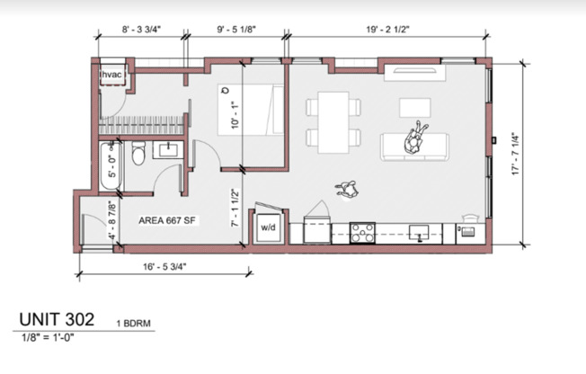 1 bed, 1 bath, 579 sqft, $1,412, Unit 302