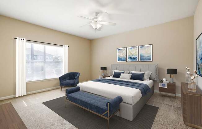 Bedroom area at Reflections of Island Park Apartments, Shreveport, LA