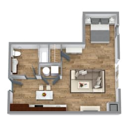 Studio, 1 bath, 597 sqft, $1,980