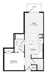 1 bed, 1 bath, 631 sqft, $1,317
