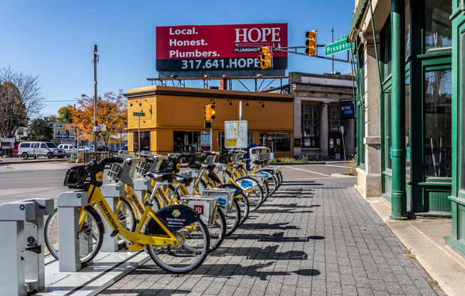 bicycle rental station at Edge 35, Indianapolis