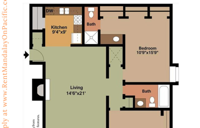 2 beds, 2 baths, 1,068 sqft, $1,299, Unit 7535-12
