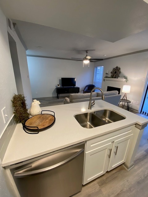 Upgraded Kitchen Counter & Living Area at Trailpoint at the Woodlands