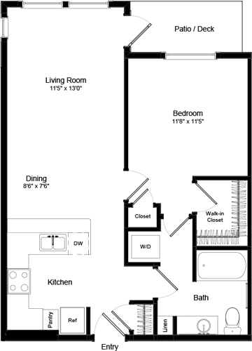 1 bed, 1 bath, 745 sqft, $2,065, Unit 307