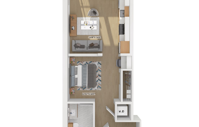 Studio, 1 bath, 562 sqft, $1,385