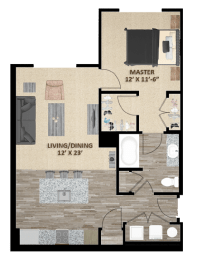 1 bed, 1 bath, 749 sqft, $1,679