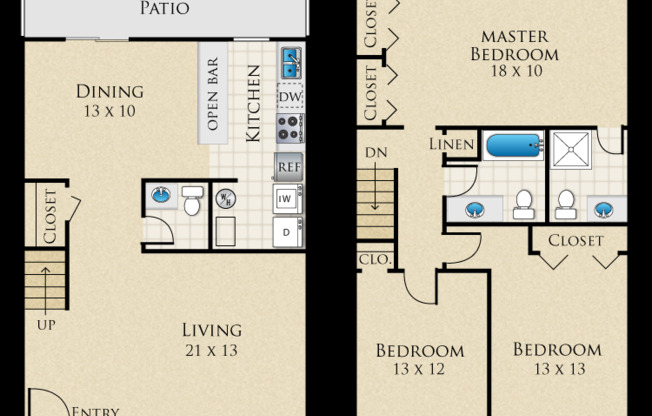 3 beds, 2.5 baths, 1,400 sqft, $1,734