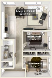 2 beds, 1 bath, 970 sqft, $3,211