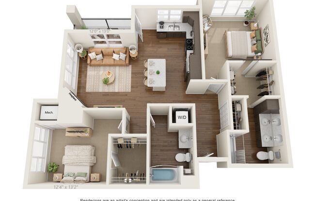 2 beds, 2 baths, 1,189 sqft, $1,849, Unit 143-101