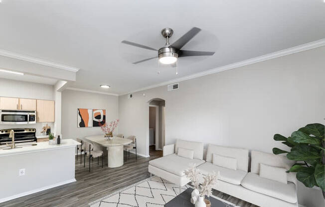 Model living room and dining