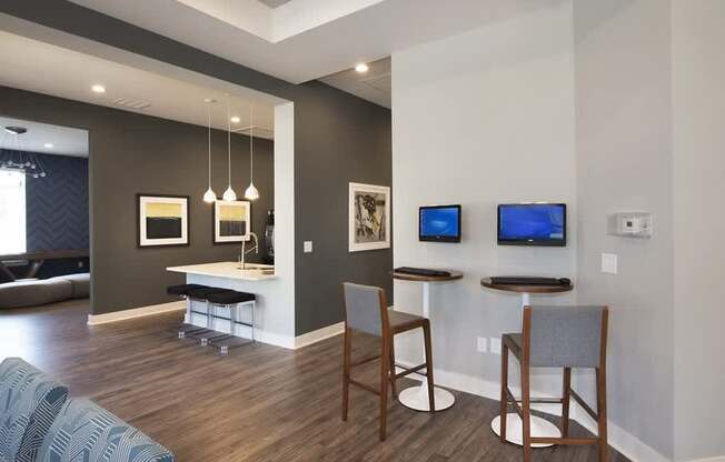 Impressive clubhouse with recreation center, gaming lounge and fireplace