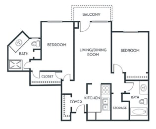 2 beds, 2 baths, 1,144 sqft, $1,748