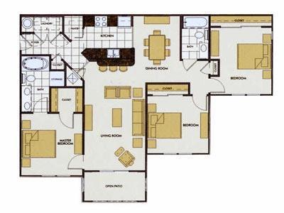 3 beds, 2 baths, 1,362 sqft, $1,800, Unit 2201