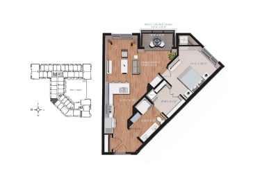 1 bed, 1 bath, 786 sqft, $1,845