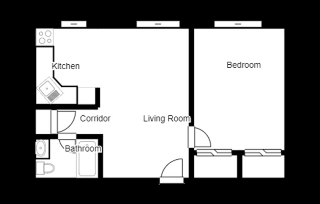 1 bed, 1 bath, 469 sqft, $1,250, Unit B8